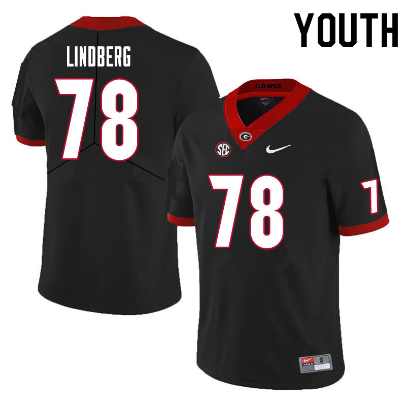 Youth #78 Chad Lindberg Georgia Bulldogs College Football Jerseys Sale-Black